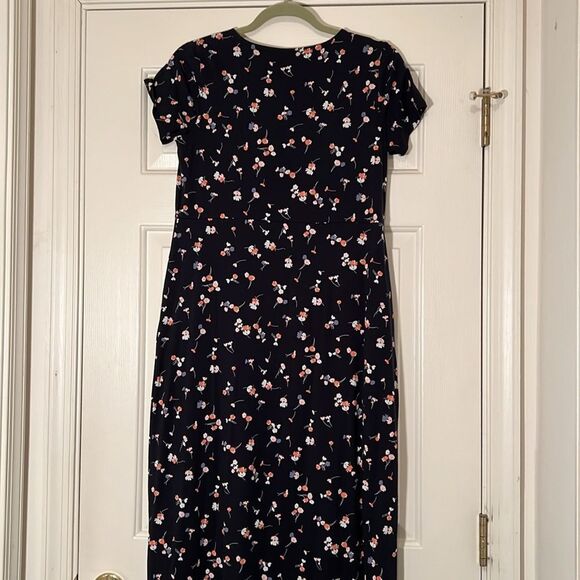 NWT J.Jill Navy Floral Spring Dress with pockets - Picture 6 of 7